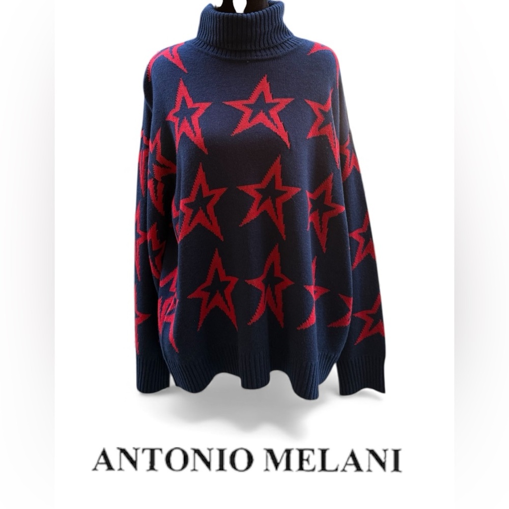 NWT Antonio Melani Active Star Wool Turtleneck Sweater - Picture 2 of 9